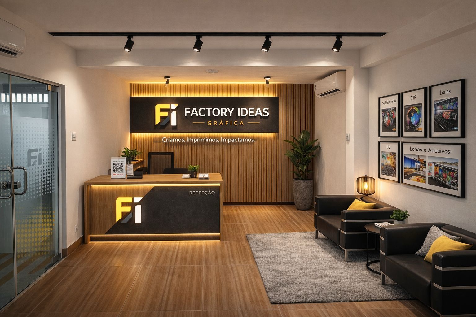 Recepção Factory Ideas — Showroom em Luanda